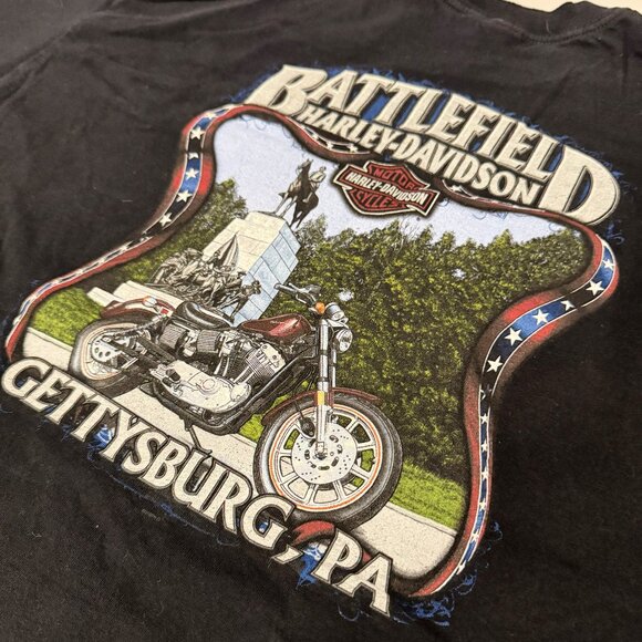 Vintage Y2K Harley Davidson 2005 Battlefield Gettysburg PA Size XL Black Tee - Picture 1 of 7